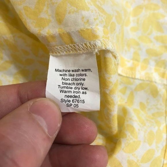 J Crew Yellow Small Leaf Print Button Up Top - Picture 10 of 12